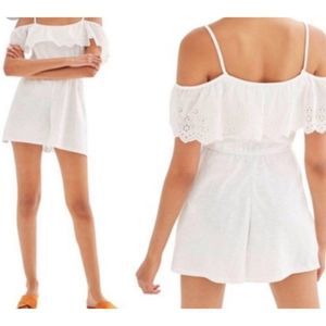 Topshop Lace Cotton Knit Romper Size 8 White